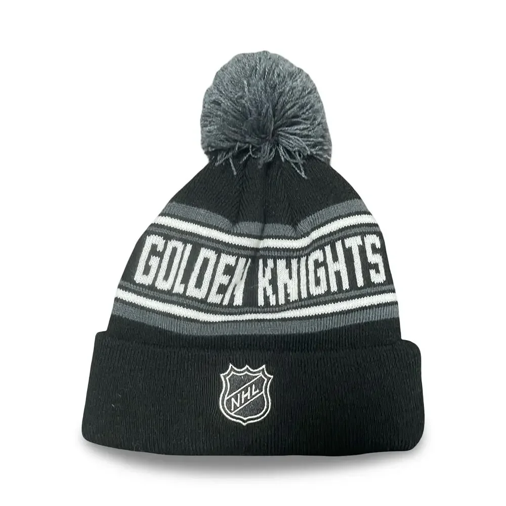 Vegas Golden Knights NHL Youth Beanie Hat Black Grey Pom Pom Knit Winter Cap OS